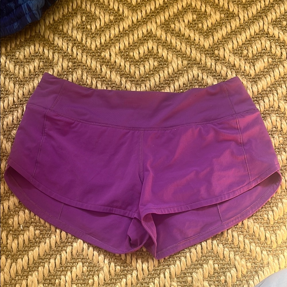 Purple lululemon speed up shorts